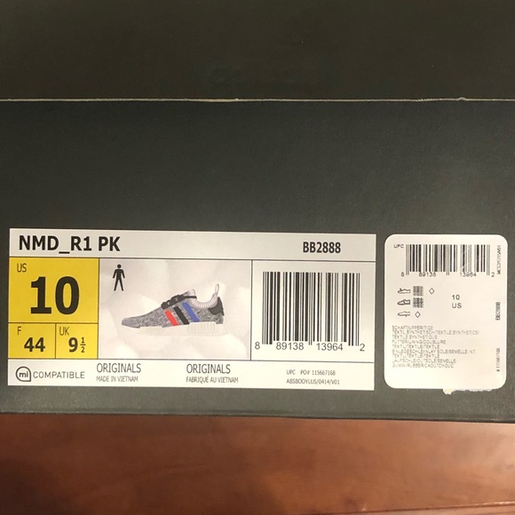 Adidas NMD R1 PK Multicolor Stripe White Sneakers - Picture 7 of 8